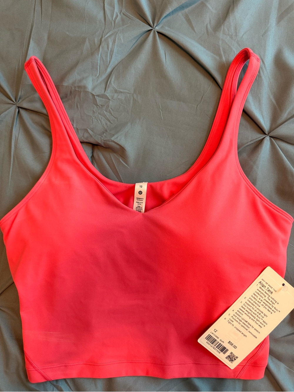 lululemon bright coral crop tank